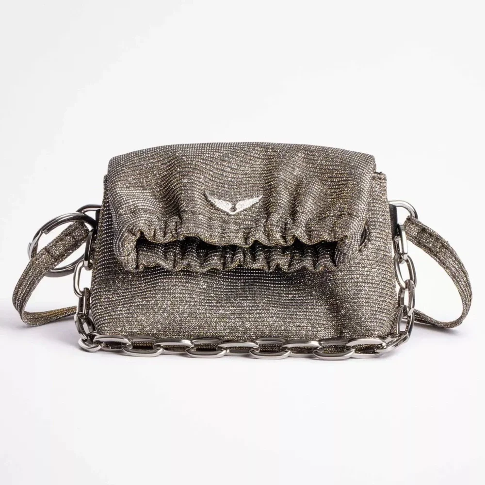 RARE Zadig & Voltaire NWOT Mini Rockyssime Grigri Sparkle Clutch